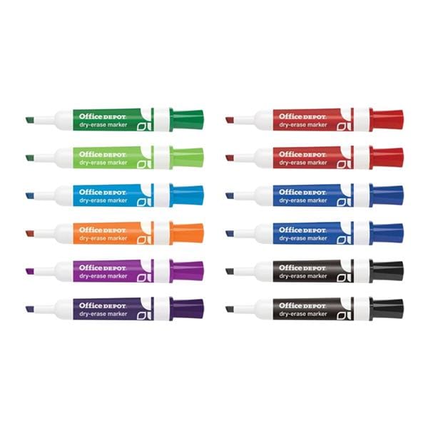 Low-Odor Dry-Erase Markers Chisel Point Assorted Colors 12/Pack 12/Pk