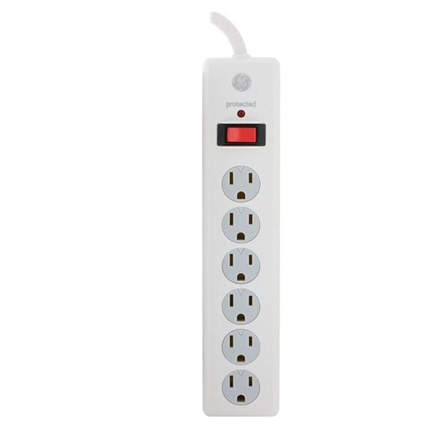 GE 6-Outlet Surge Protector 10' Cord White Ea