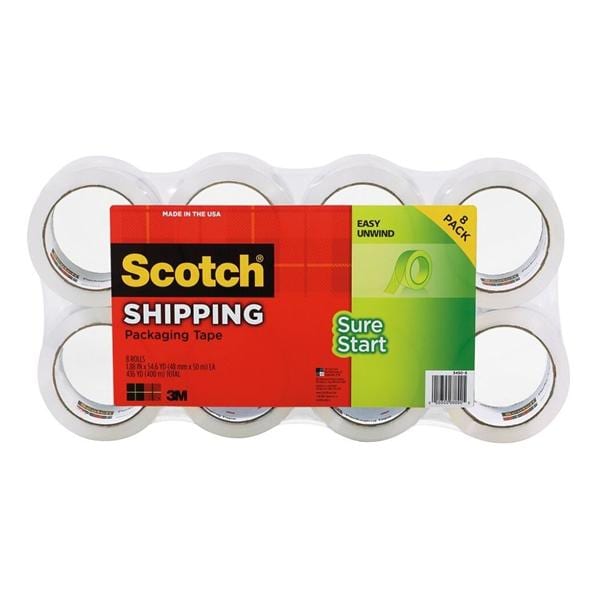 Scotch Sure Start Shipping Tape 1.875 in x 54.6 Yd Clear 8/Pack 8/Pk