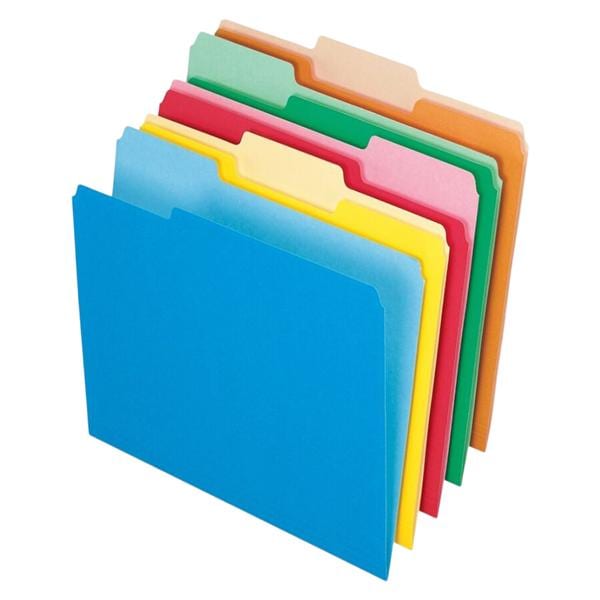 File Folders Letter 1/3 Cut Assorted Colors 100/Bx