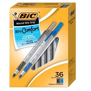 Pen BP BIC Round Stic Med Assorted 36/Bx