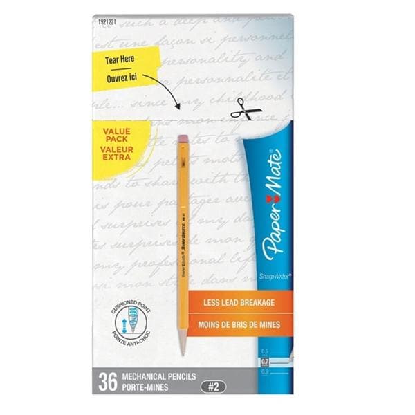 Sharpwriter Mechanical Pencils 0.7 mm Yellow Barrel 36/Pack 36/Pk