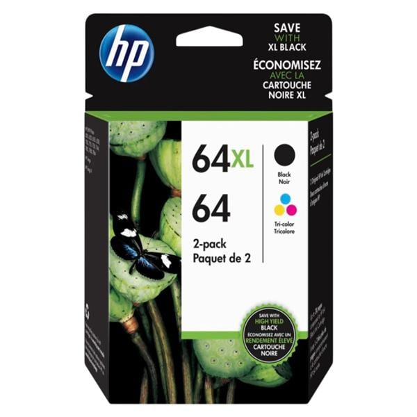 HP Ink Cartridges 64/64XL Black/Tricolor 2 Pack 2/Pk