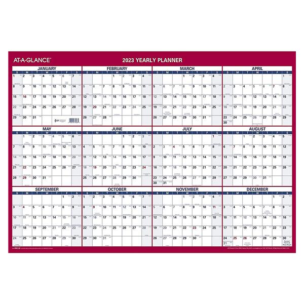 At-A-Glance Reversible Vert/Horiz 2023 RY Yearly Wall Cal XL 24"x36' Ea