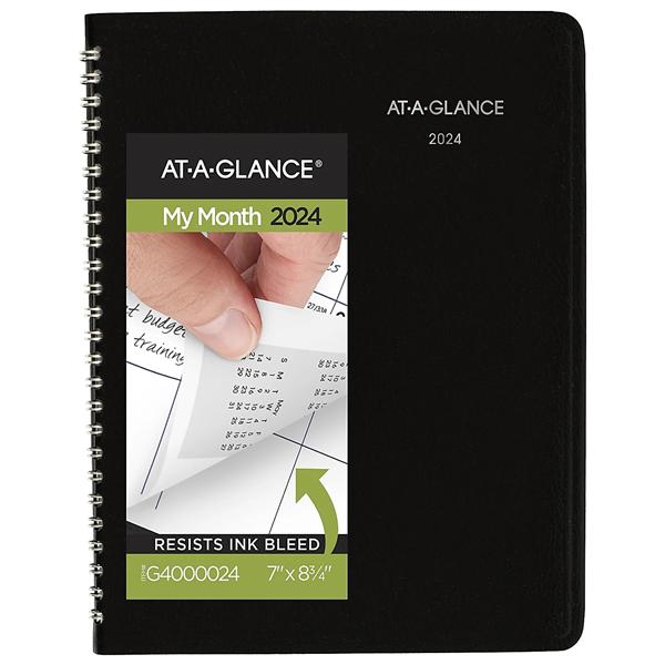 2024 AT-A-GLANCE DayMinder Mnthly Planner, 7x8-3/4", Black, Jan-Dec 2024 Ea