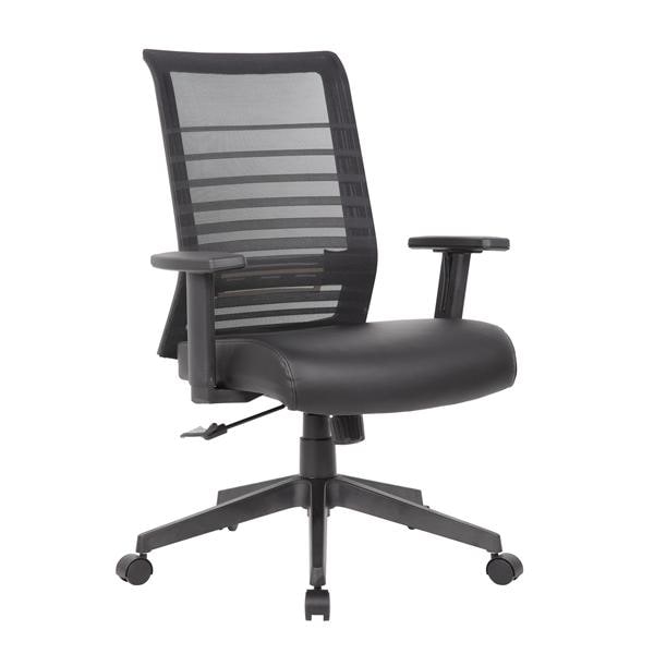 Mesh Back Executive Chair, Black Antimicrobial Vinyl Ea