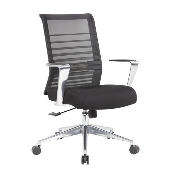 Mesh Back Executive Chair Black with Aluminum Arms & Base Ea