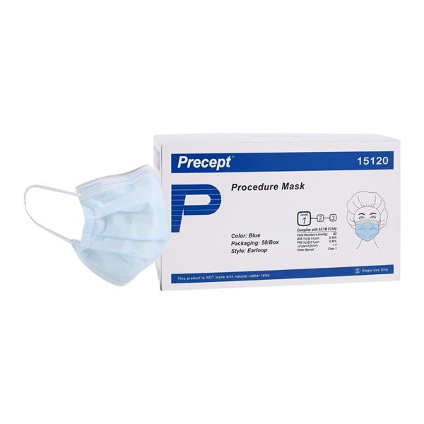 Procedure Mask ASTM Level 1 Blue Adult 50/Bx, 10 BX/CA