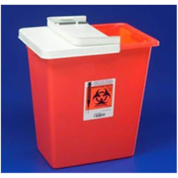 SharpSafety Sharps Container 18gal Red 12.75x18.25x26" Adj Hng Ld/Gskt Plstc Ea