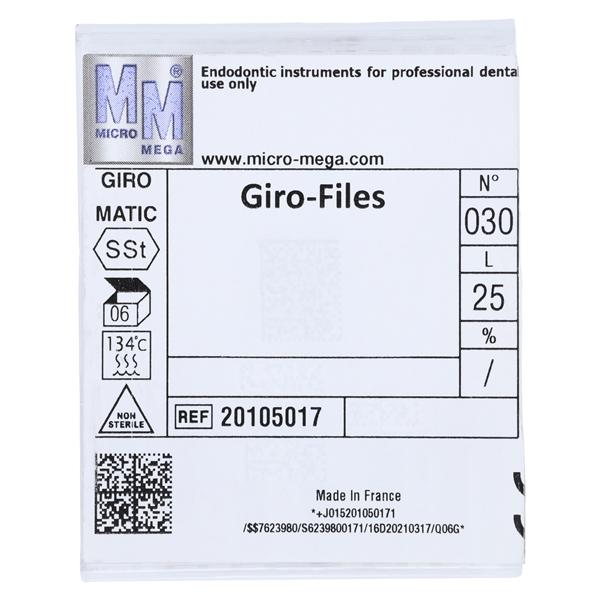 Giro Hedstrom Files Rotary File 25 mm Size 30 Stainless Steel Black 6/Pk