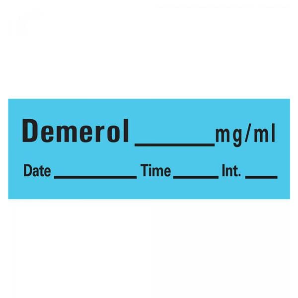 Tape Anesthesia 1-1/2x1/2: Removable Label: Demerol Roll RL