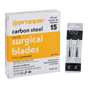 Carbon Steel Sterile Surgical Blade #15 Disposable 150/Bx