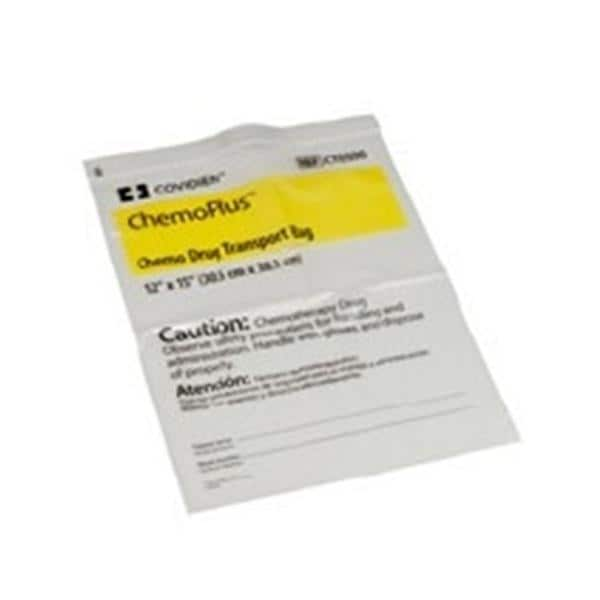 ChemoPlus Transport Bag 4mil 12x15" Clear/Yellow Zip Closure Plastic 250/Ca