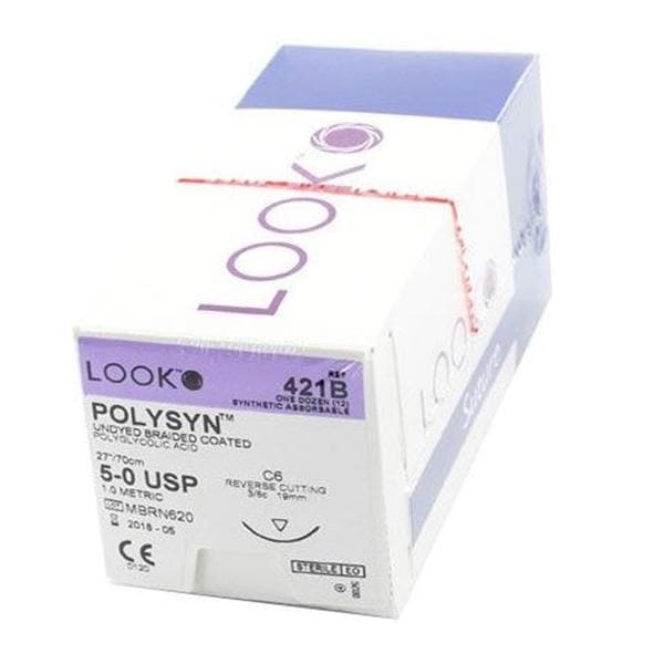 Suture 5-0 27" Polyglycolic Acid Braid C-6 Purple 12/Bx