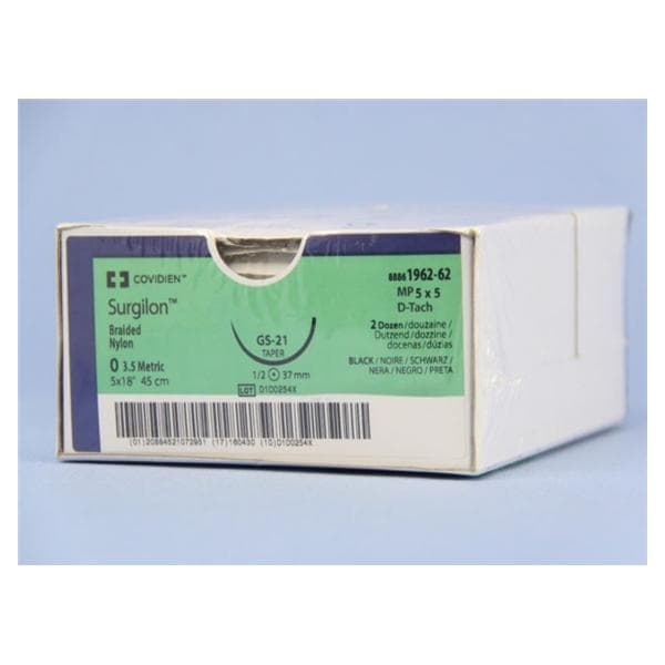 Surgilon Suture 0 18" Nylon Braid GS-21 Black 24/Ca