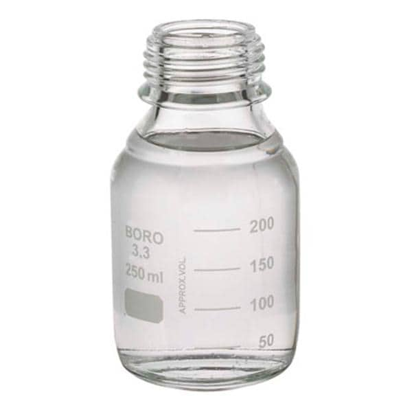 Lab 45 Media Bottle Borosilicate Glass Clear 250mL 12/Pk