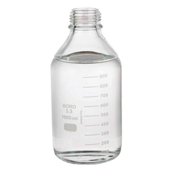 Lab 45 Media Bottle Borosilicate Glass Clear 1000mL 12/Pk