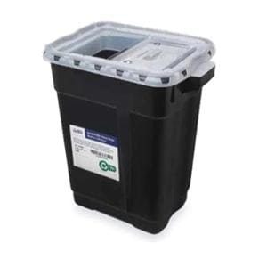 RCRA Sharps Container 9gal Black 18.5x17.75x11.75" Hng Ld 70% Recyled Mat 8/Ca