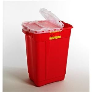 Sharps Container 17gal Red/Clear 14-3/4x20x23-1/2" Hinge Lid Plastic Ea