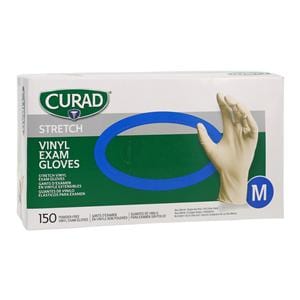 Curad Vinyl Exam Gloves Medium Cream Non-Sterile