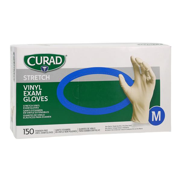 Curad Vinyl Exam Gloves Medium Cream Non-Sterile