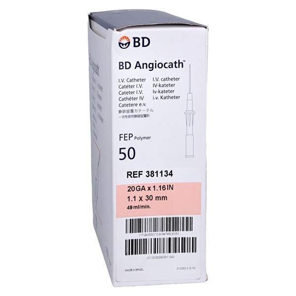 Angiocath Peripheral Venous Catheter 20 Gauge 1-3/20" Pink 50/Bx