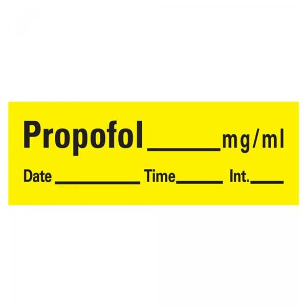Label Yellow f/Propof Syringe 1.5"x1/2" 1/Rl 1/Rl