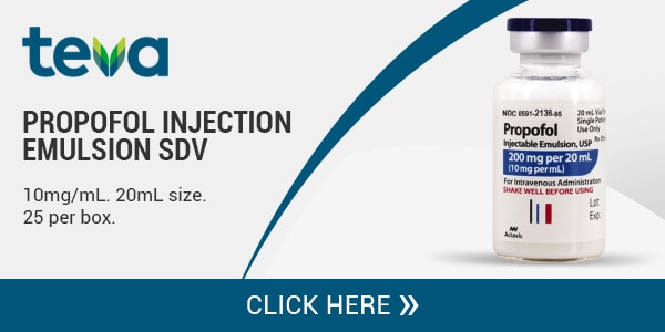 Teva Pharmaceuticals Propofol Injection Emulsion SDV 10mg/mL 20mL 25 per box
