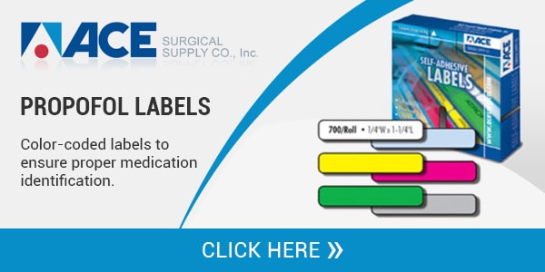 ACE Surgical Supply Propofol Color-Coded Labels for medication identification