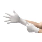 White Latex Exam Glove on Hand 