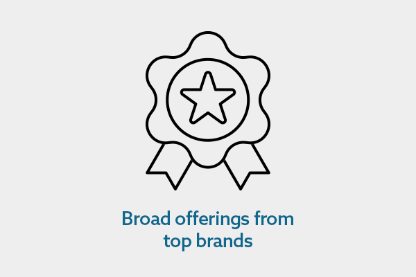 Broad offerings from top brands