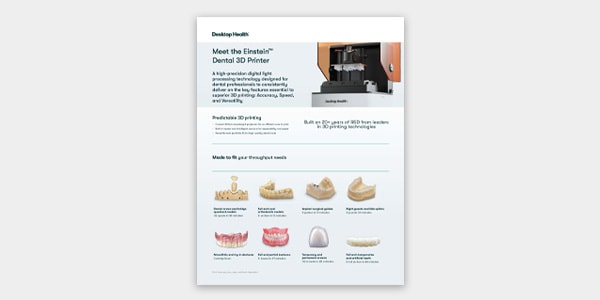 Einstein Dental 3D Printer Sell Sheet
