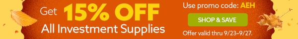 Get 15% off all investment supplies